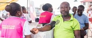 Man having blood pressure measured in Ghana